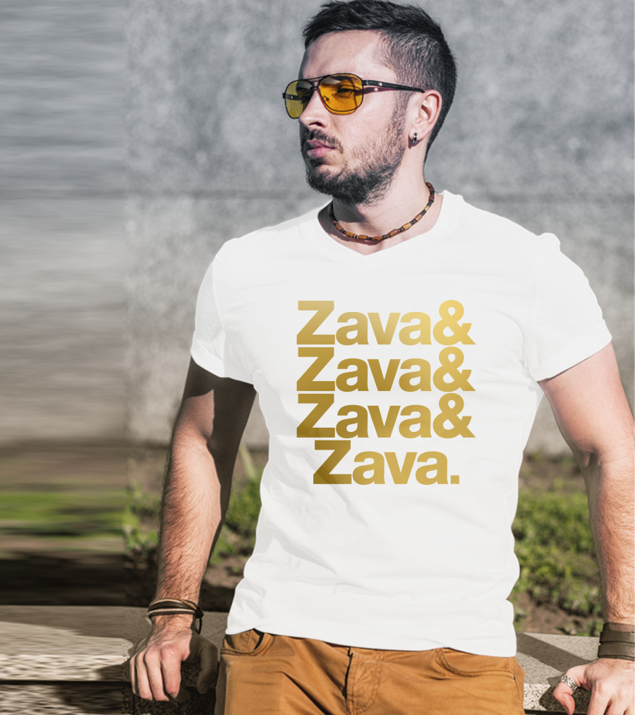 Zava Zava Zava Zava Gold Text Repetition T-Shirt