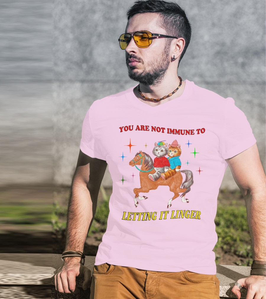 You Are Not Immune To Letting It Linger Cats On Horse With Colorful Stars T-Shirt