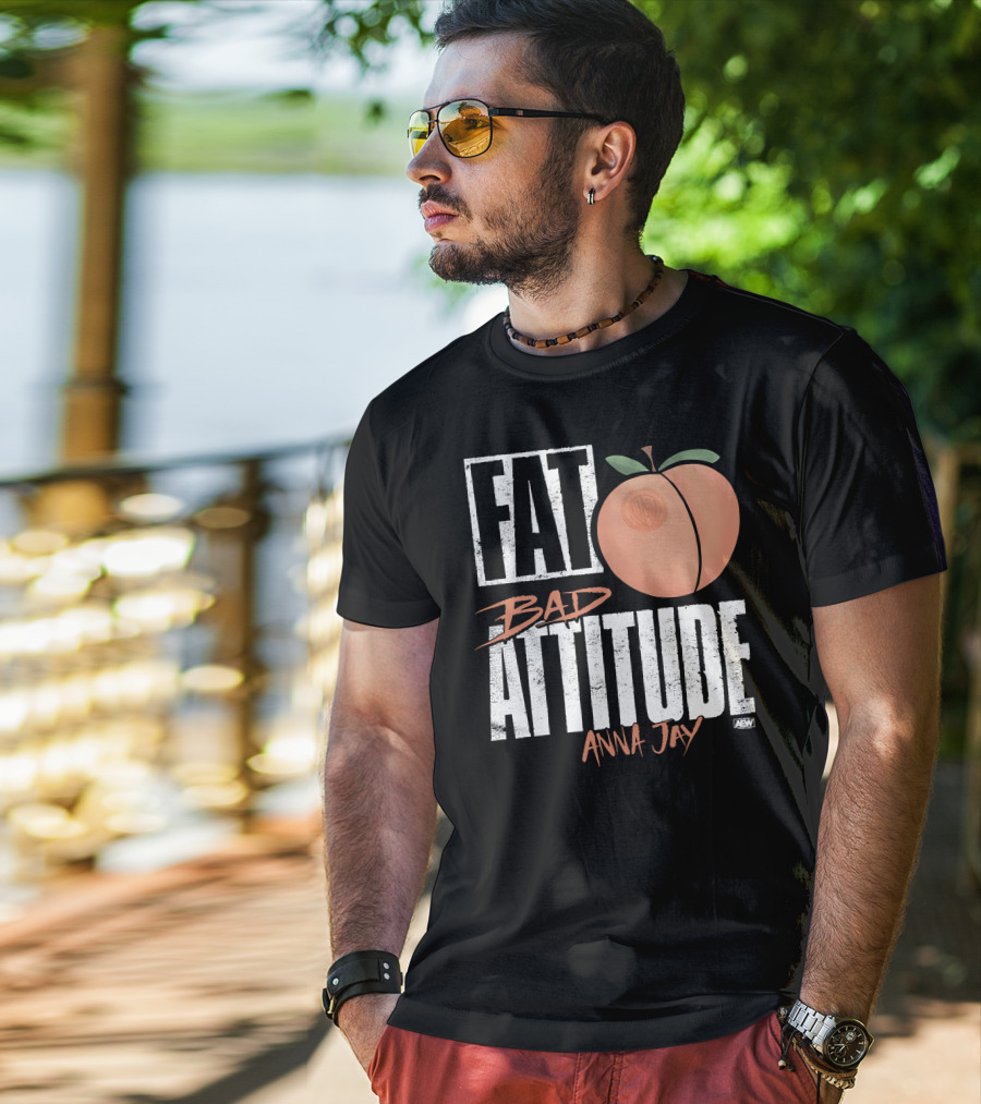 Fat Bad Attitude Anna Jay Aew Peach T-Shirt
