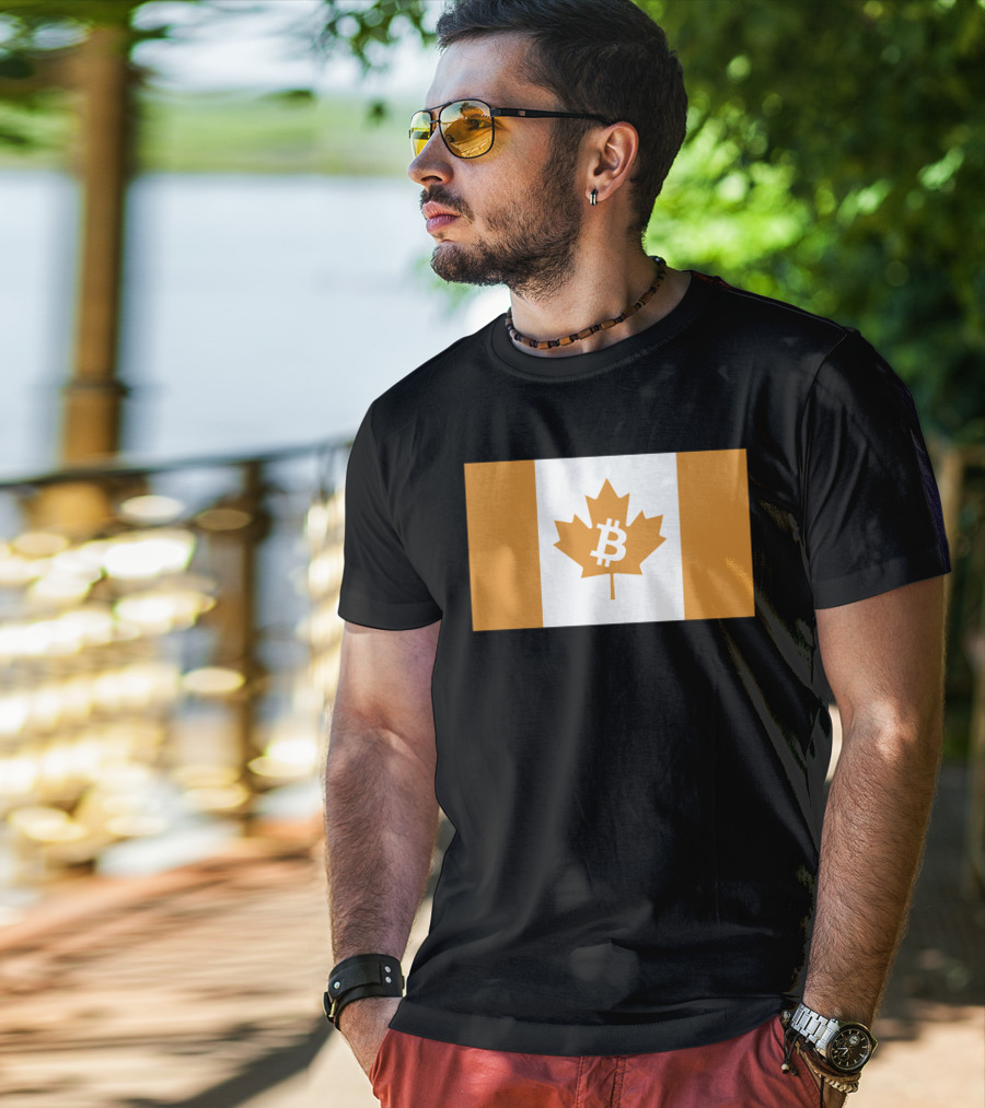 The Best Business Show Merch Bitcoin Canada Maple Leaf Orange Flag T-Shirt
