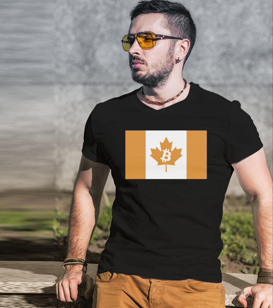 The Best Business Show Merch Bitcoin Canada Maple Leaf Orange Flag T-Shirt