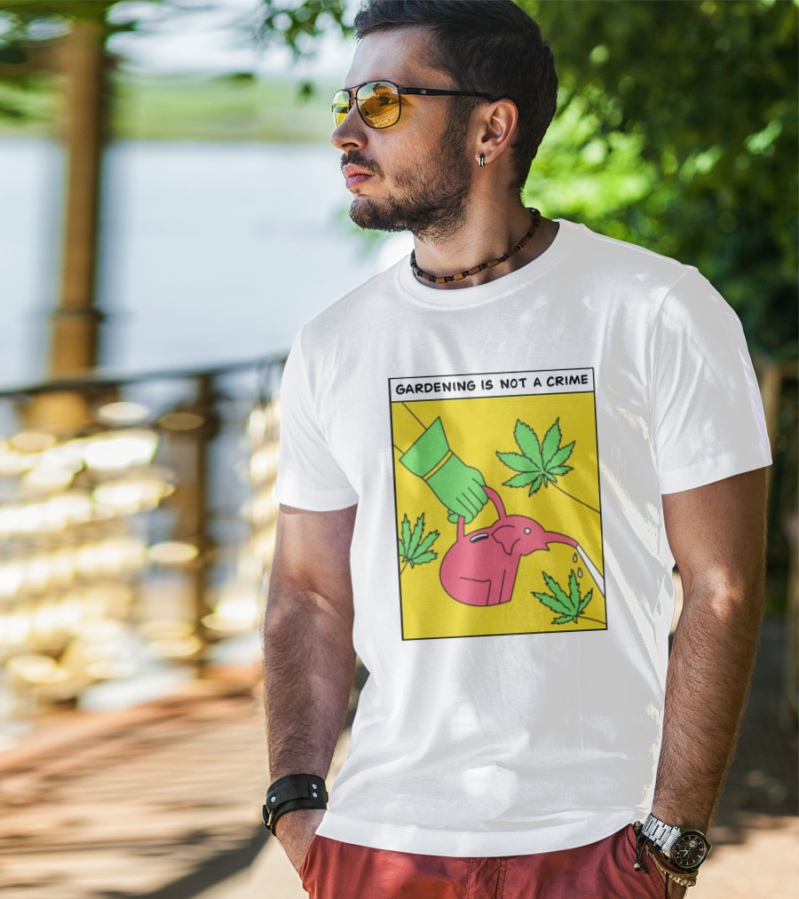 Gardening Is Not A Crime Hand Watering Can Cannabis Leaves T-Shirt