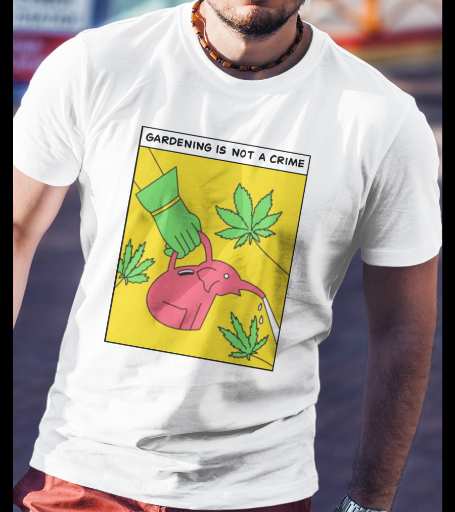 Gardening Is Not A Crime Hand Watering Can Cannabis Leaves T-Shirt