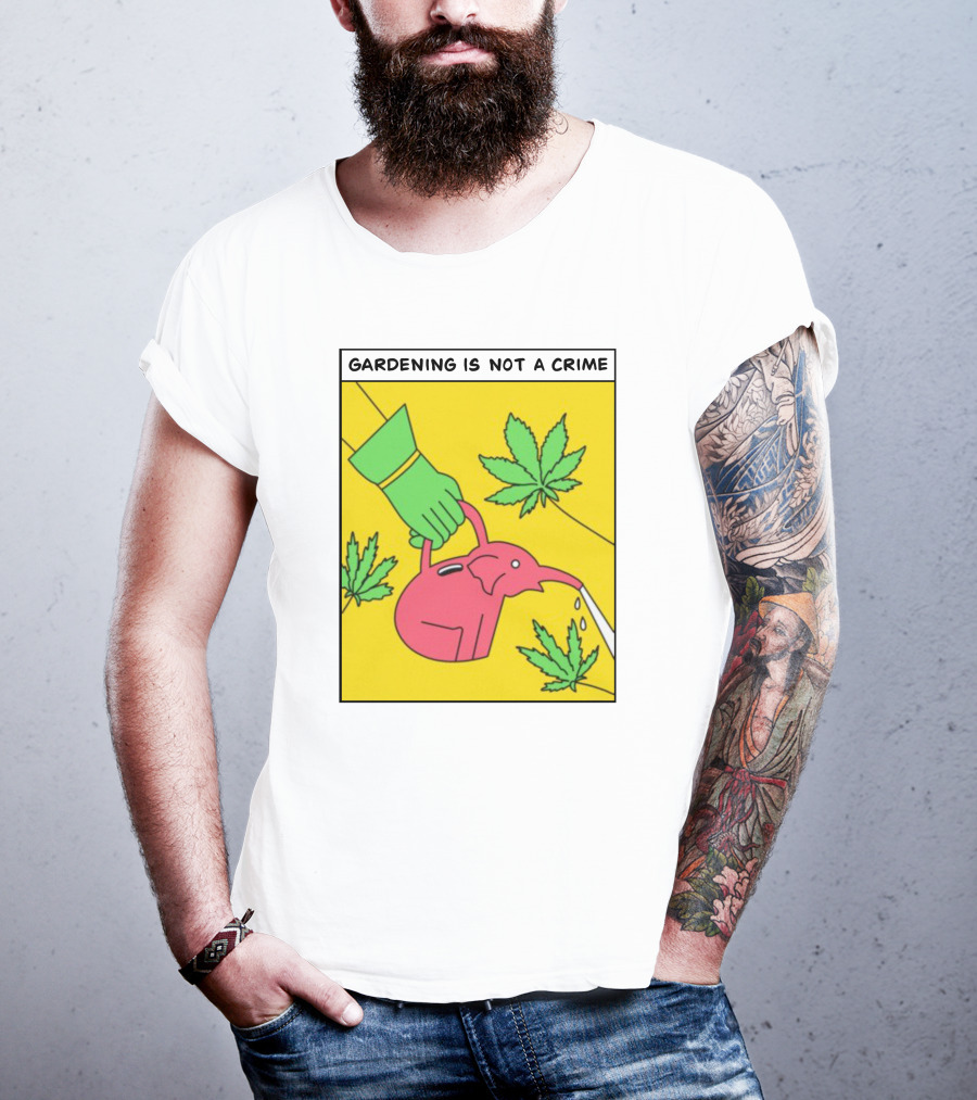 Gardening Is Not A Crime Hand Watering Can Cannabis Leaves T-Shirt