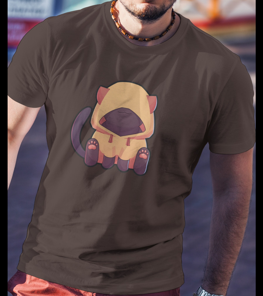 Wolfy The Witch Sitting Cat In Hooded Cloak With Paws Showing T-Shirt
