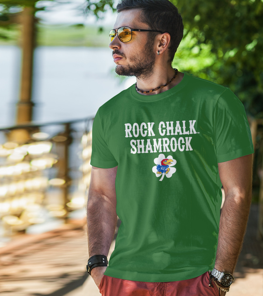 Rock Chalk Shamrock Kansas Jayhawks St Patrick’s Day Green T-Shirt