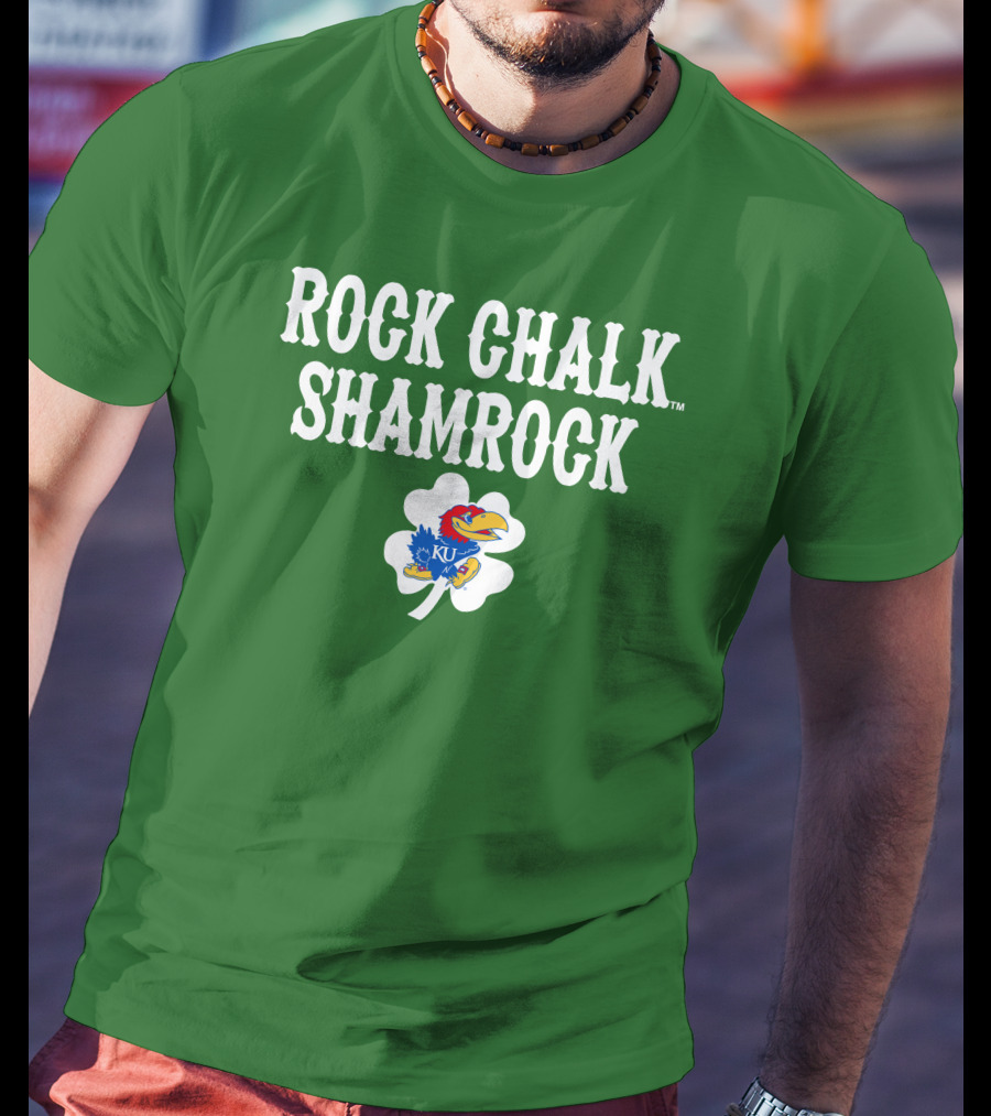 Rock Chalk Shamrock Kansas Jayhawks St Patrick’s Day Green T-Shirt