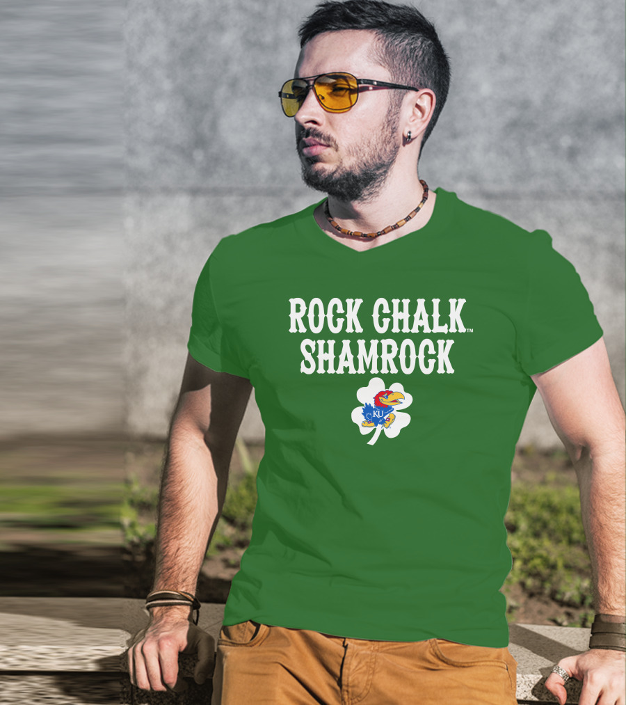 Rock Chalk Shamrock Kansas Jayhawks St Patrick’s Day Green T-Shirt