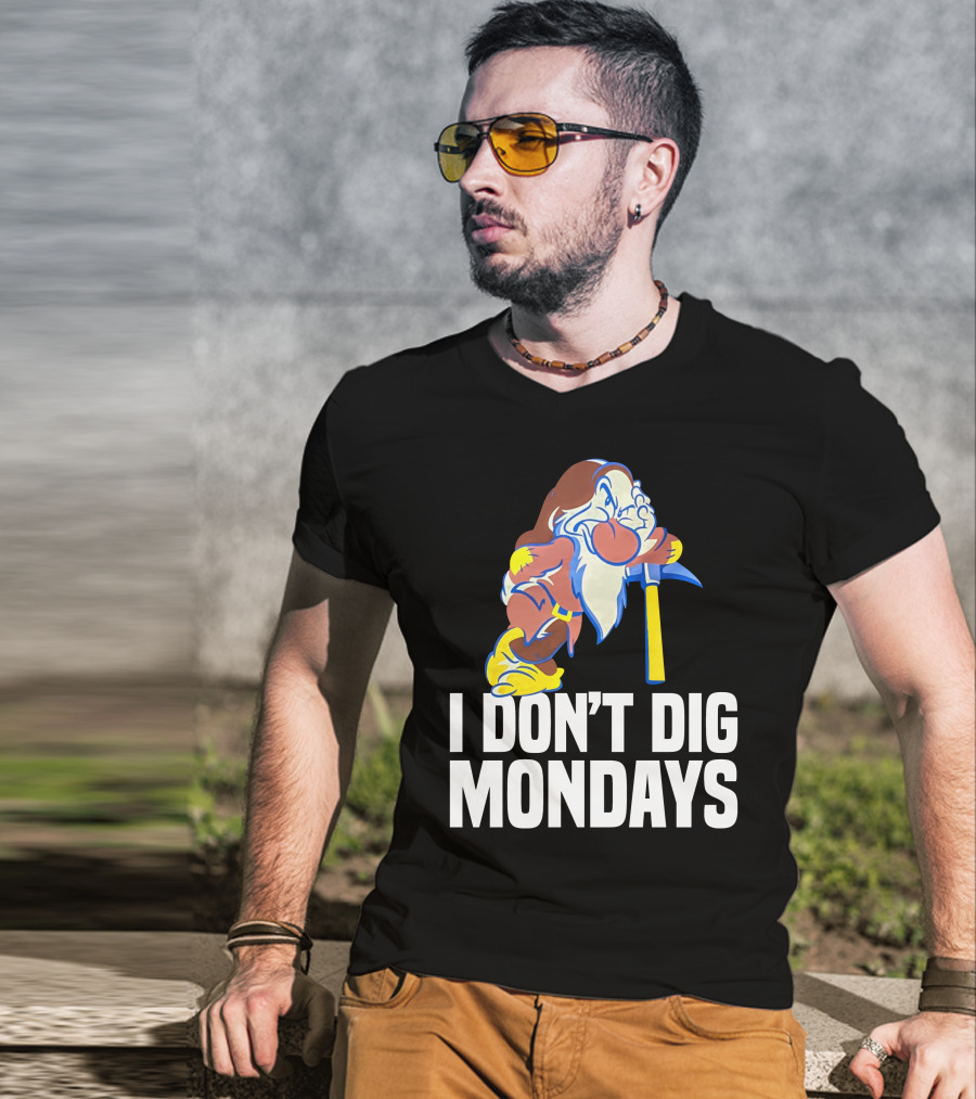 Grumpy I Don’t Dig Mondays Dwarf With Pickaxe T-Shirt