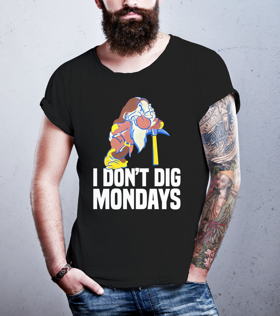 Grumpy I Don’t Dig Mondays Dwarf With Pickaxe T-Shirt
