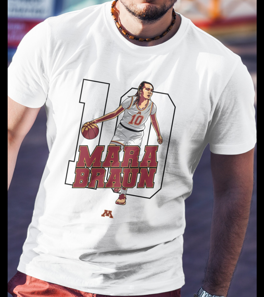 Minnesota Golden Gophers Women's Basketball Mara Braun Number 10 T-Shirt