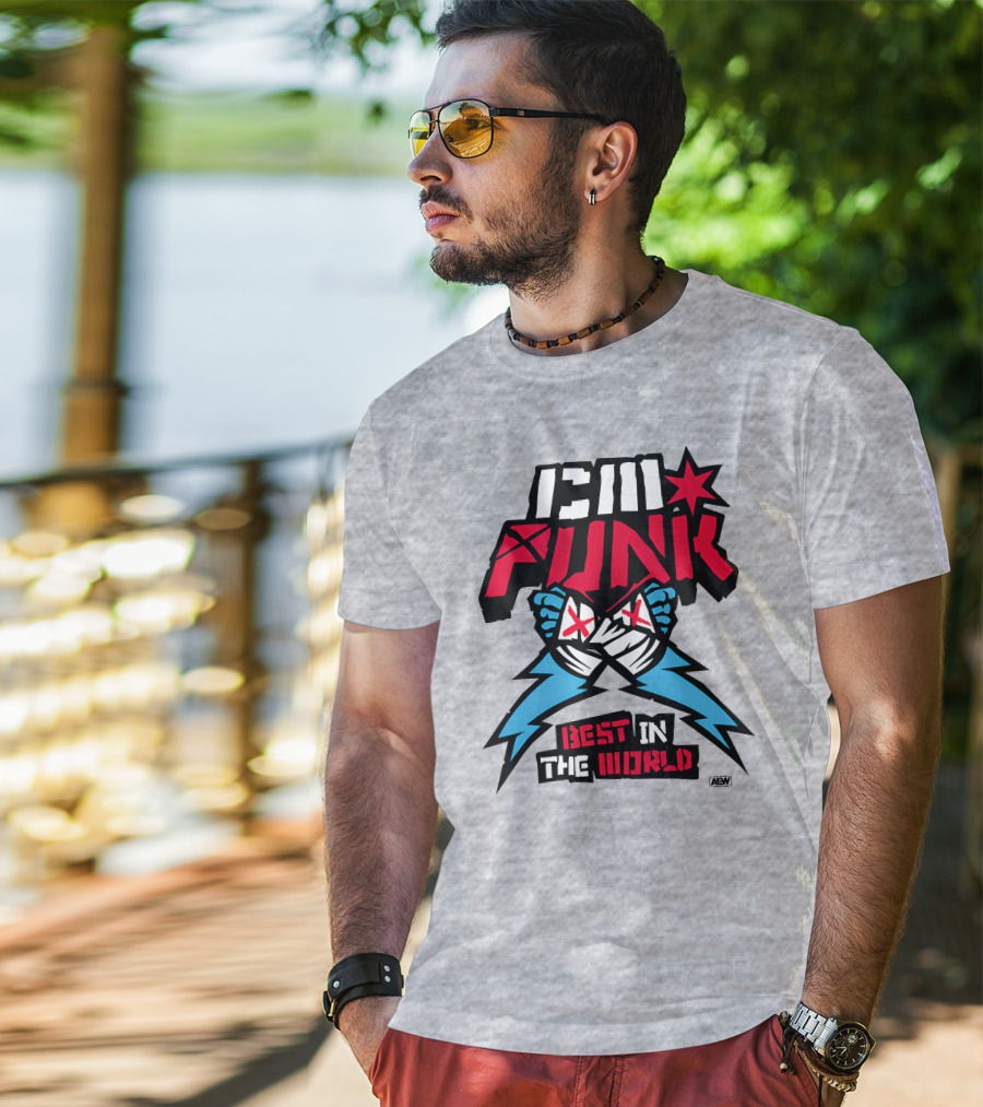 CM Punk AEW Best In The World Supercharged Ringer T-Shirt