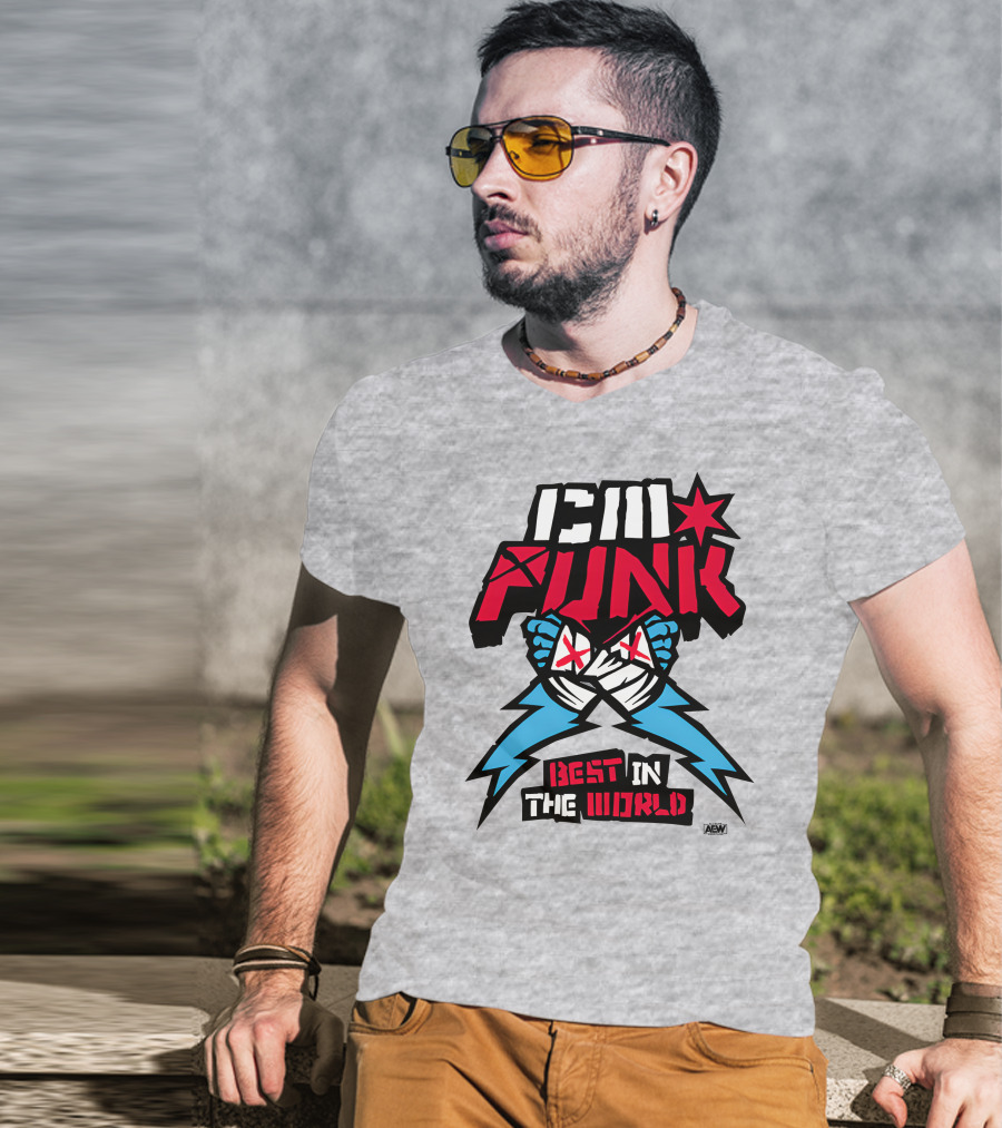 CM Punk AEW Best In The World Supercharged Ringer T-Shirt