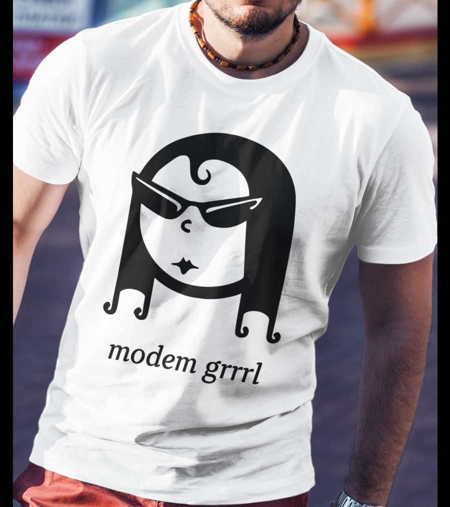 Modem Grrrl Sunglasses Illustrative T-Shirt