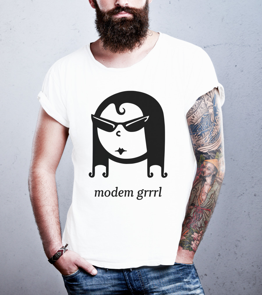 Modem Grrrl Sunglasses Illustrative T-Shirt