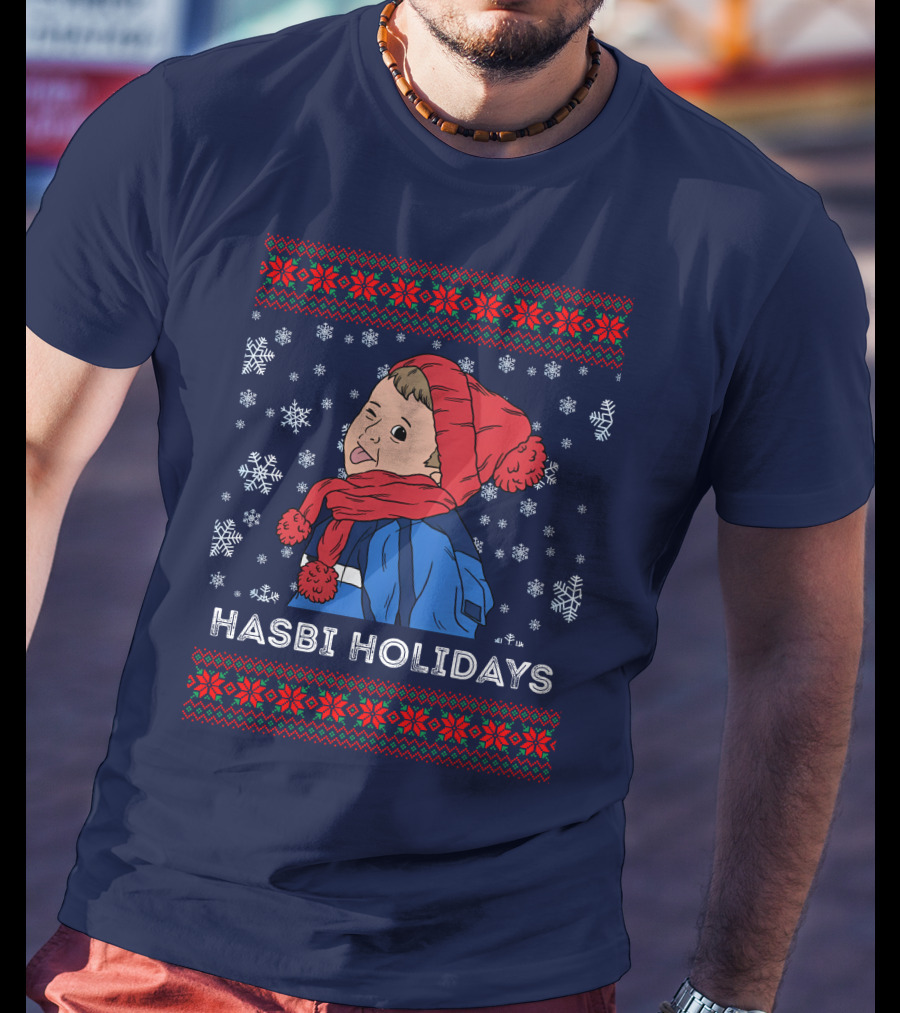 Hasbulla Merch Hasbi Holidays Snowflakes And Knit T-Shirt