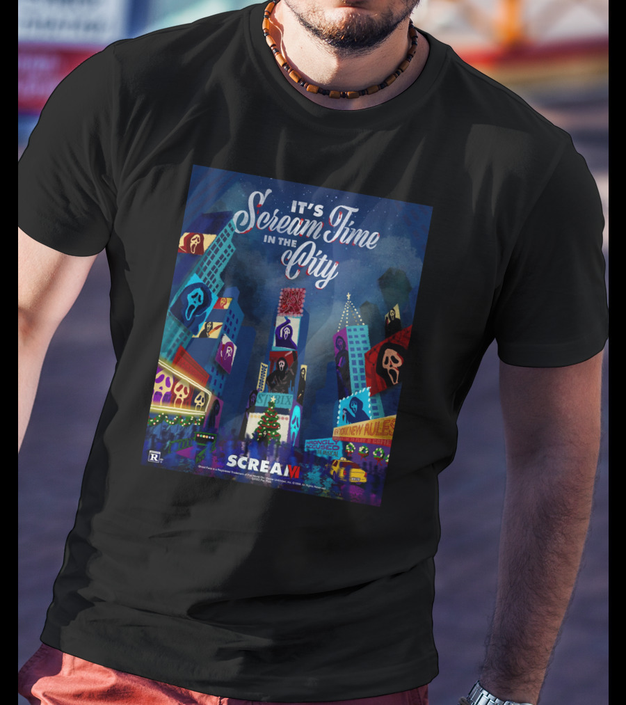 Scream Time In The City With Ghostface Masks And Skyscrapers T-Shirt