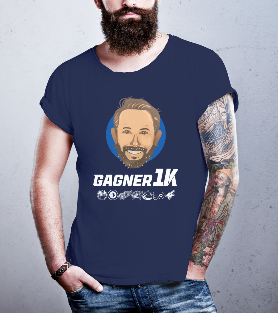 Gagner 1K Congrats Gags 1000 Career NHL Games Oilers Jets Red Wings Blue Jackets Canucks Flyers Coyotes T-Shirt