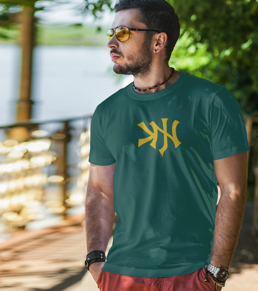 Knj Fanjoy Yankees Logo Green Gold T-Shirt