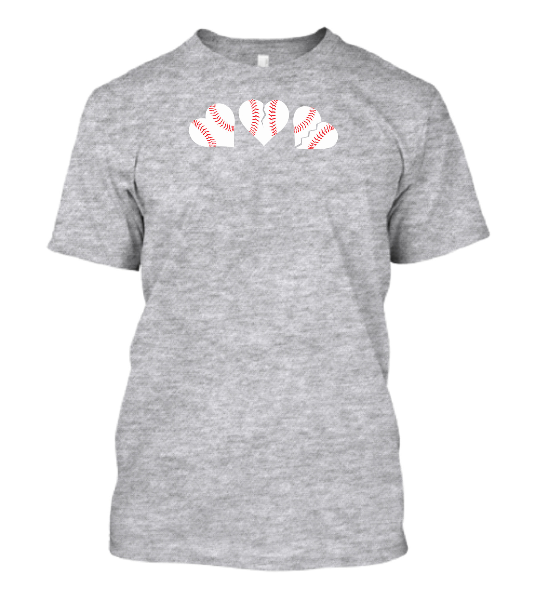 The Three Baseball Hearts Pattern Red Stitching T-Shirt