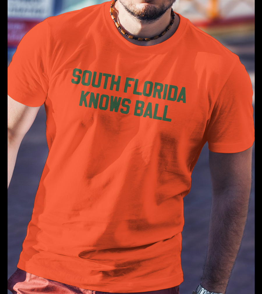 South Florida Knows Ball Bold Green Text On Orange T-Shirt