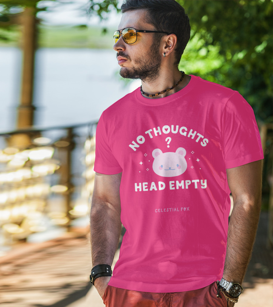 No Thoughts Head Empty Bear With Celestial Fox Stars T-Shirt