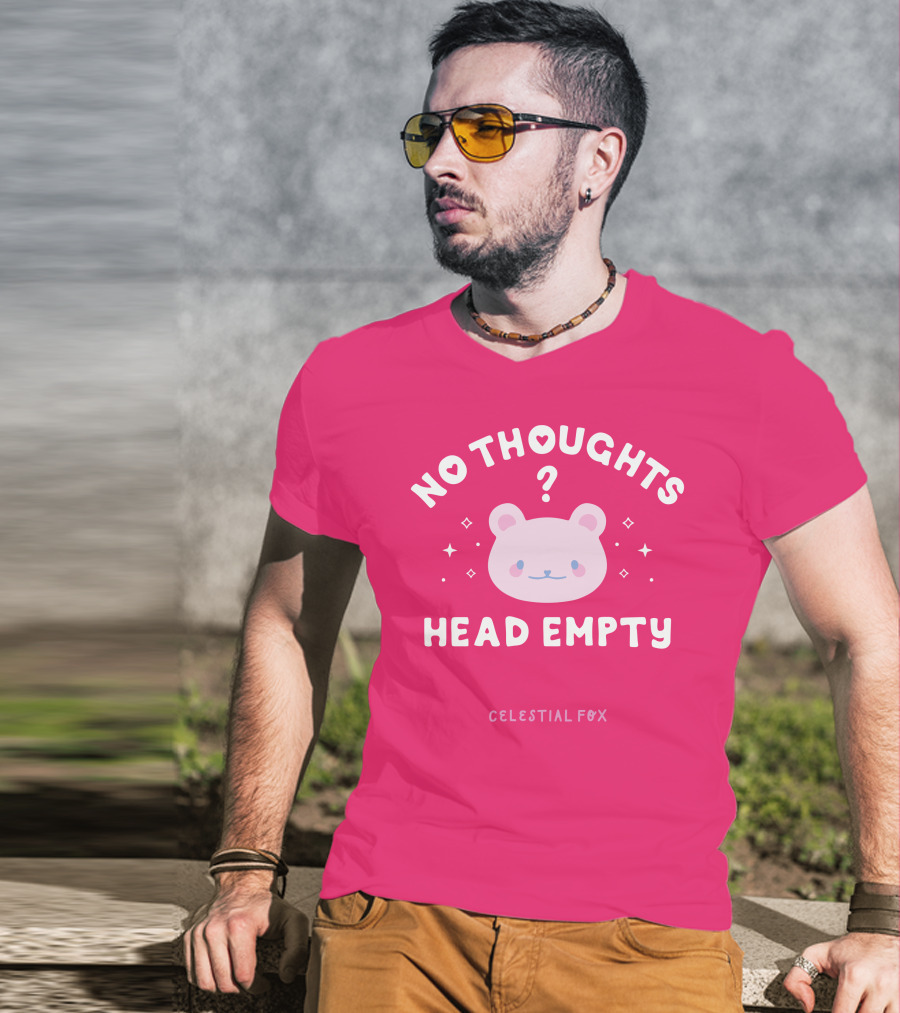 No Thoughts Head Empty Bear With Celestial Fox Stars T-Shirt