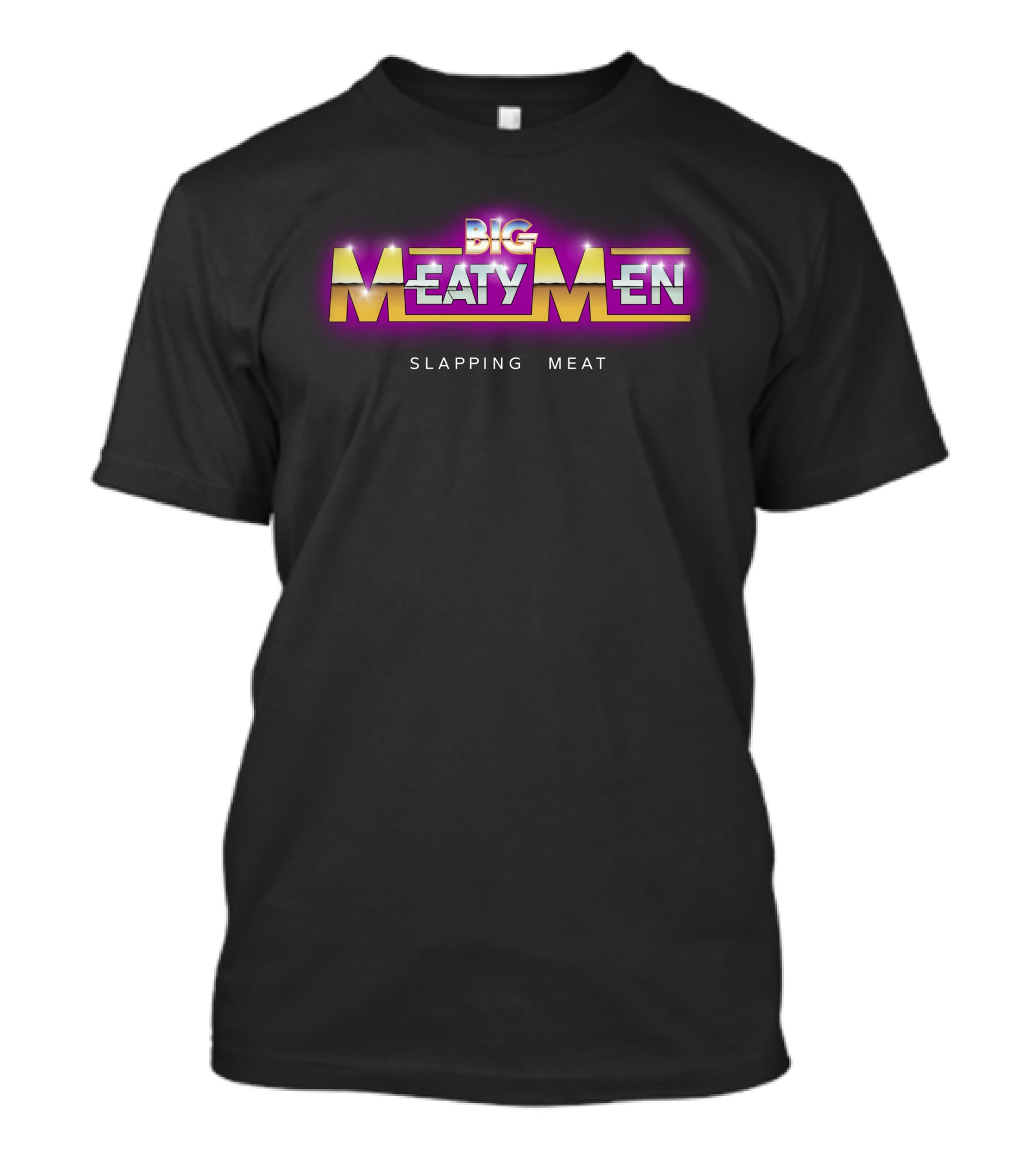 B/R Wrestling Big Meaty Men Slapping Meat Bold Vibrant Retro T-Shirt