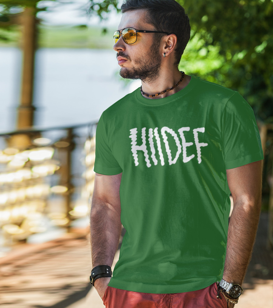 Hdi Hiidef White Text On Green Background T-Shirt