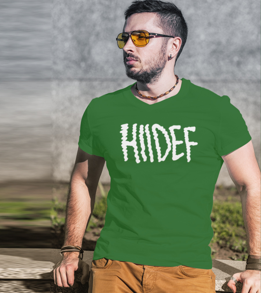 Hdi Hiidef White Text On Green Background T-Shirt
