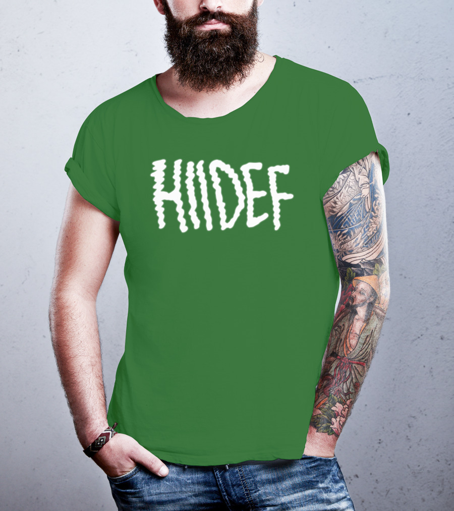 Hdi Hiidef White Text On Green Background T-Shirt