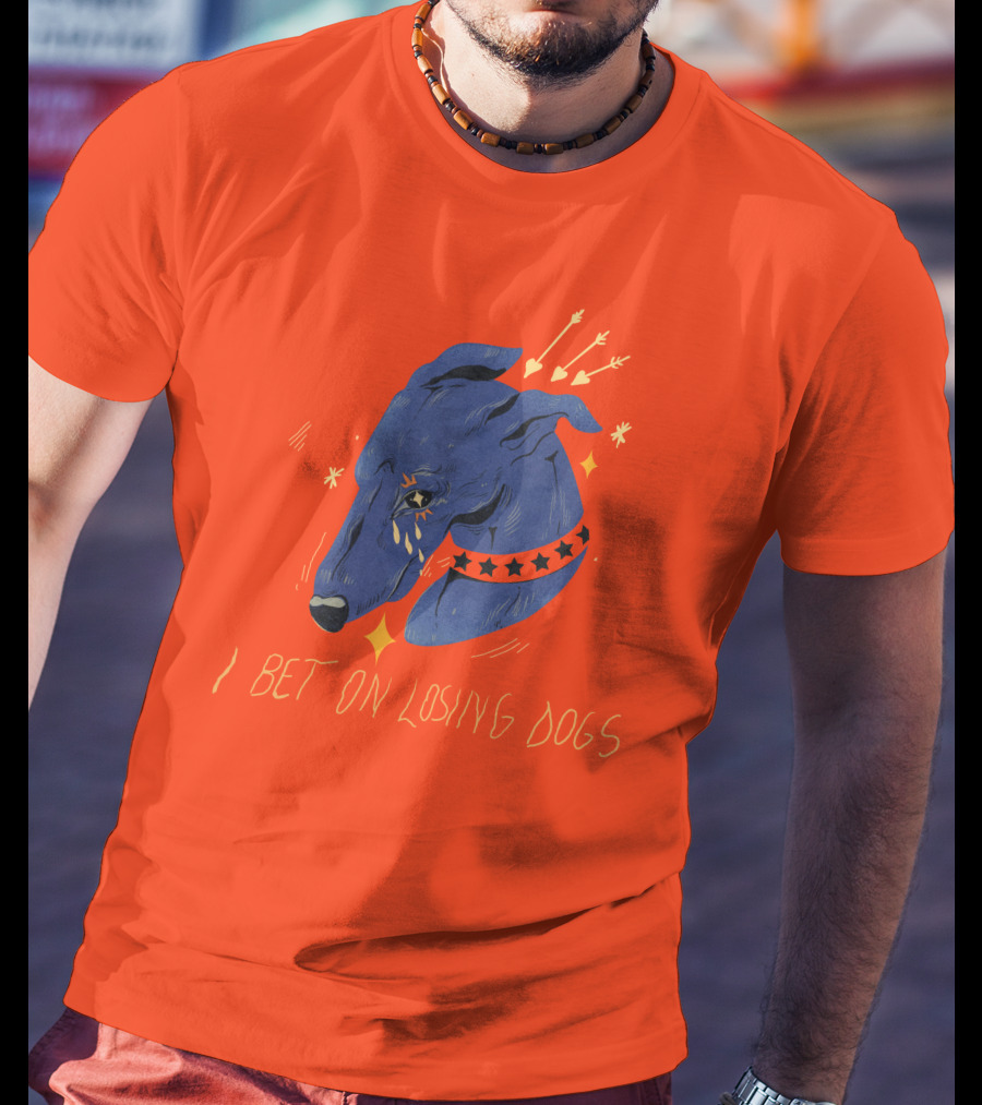 Galactix I Bet On Losing Dogs Blue Greyhound With Stars And Arrows T-Shirt