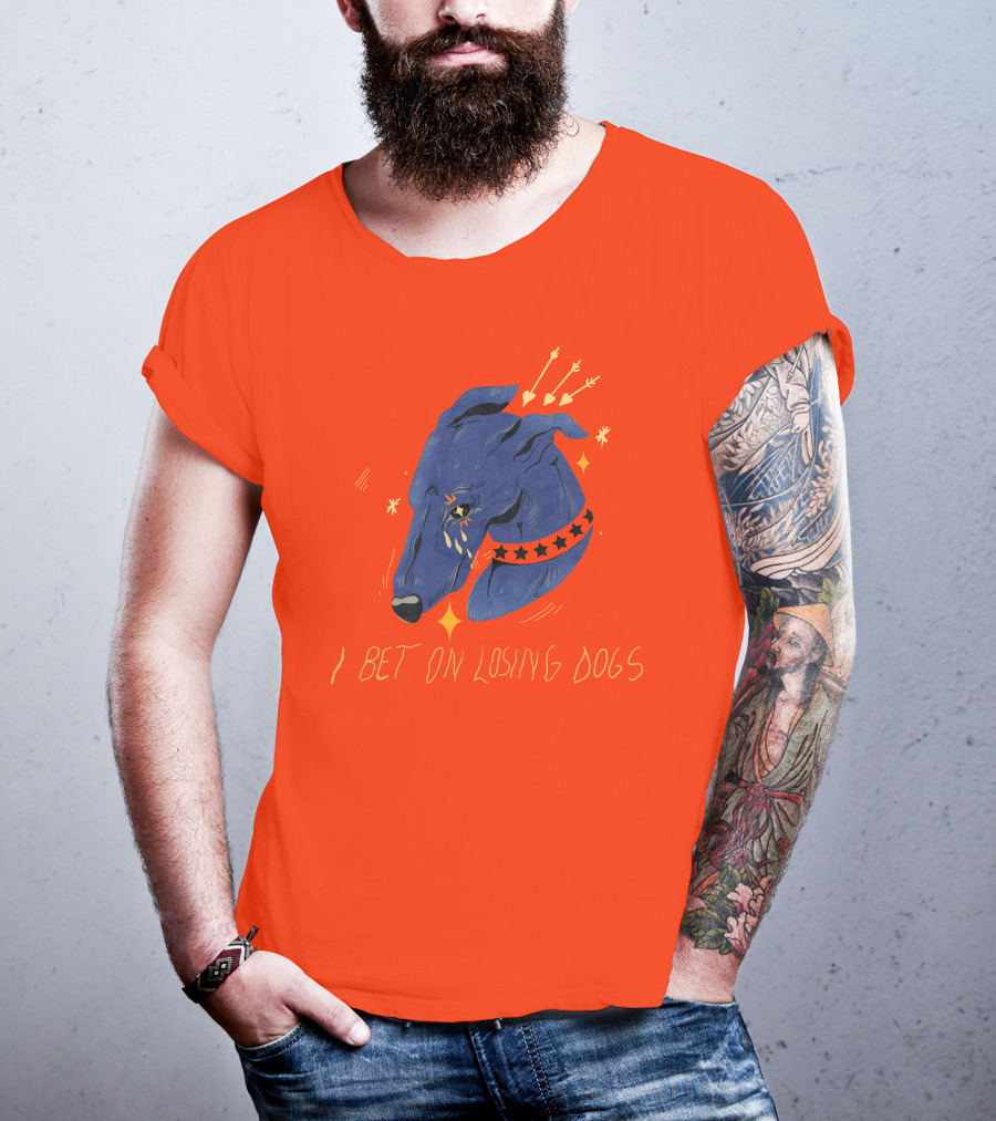 Galactix I Bet On Losing Dogs Blue Greyhound With Stars And Arrows T-Shirt
