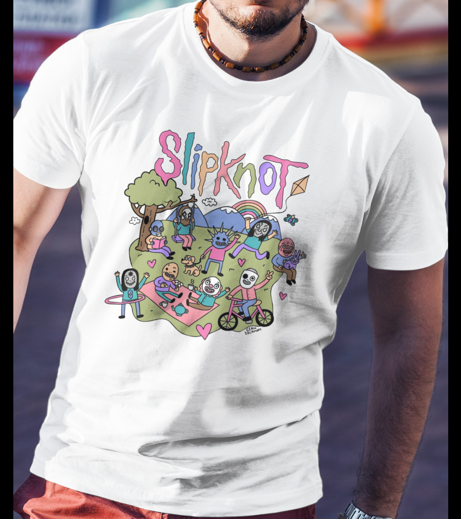 Slipknot Cute Cartoon Characters Park Scene T-Shirt