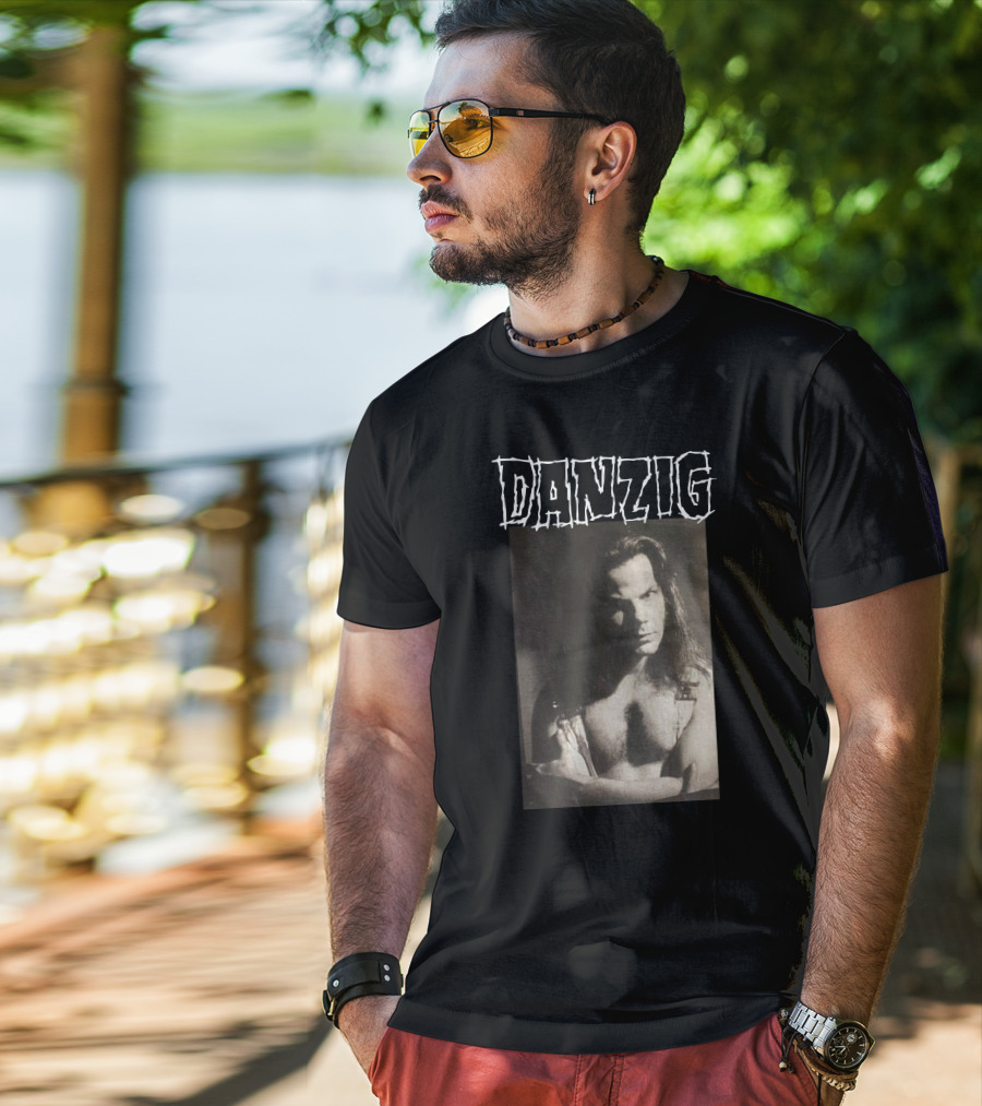 Danzig Glenn Danzig Evil Muscular Black And White Photo T-Shirt