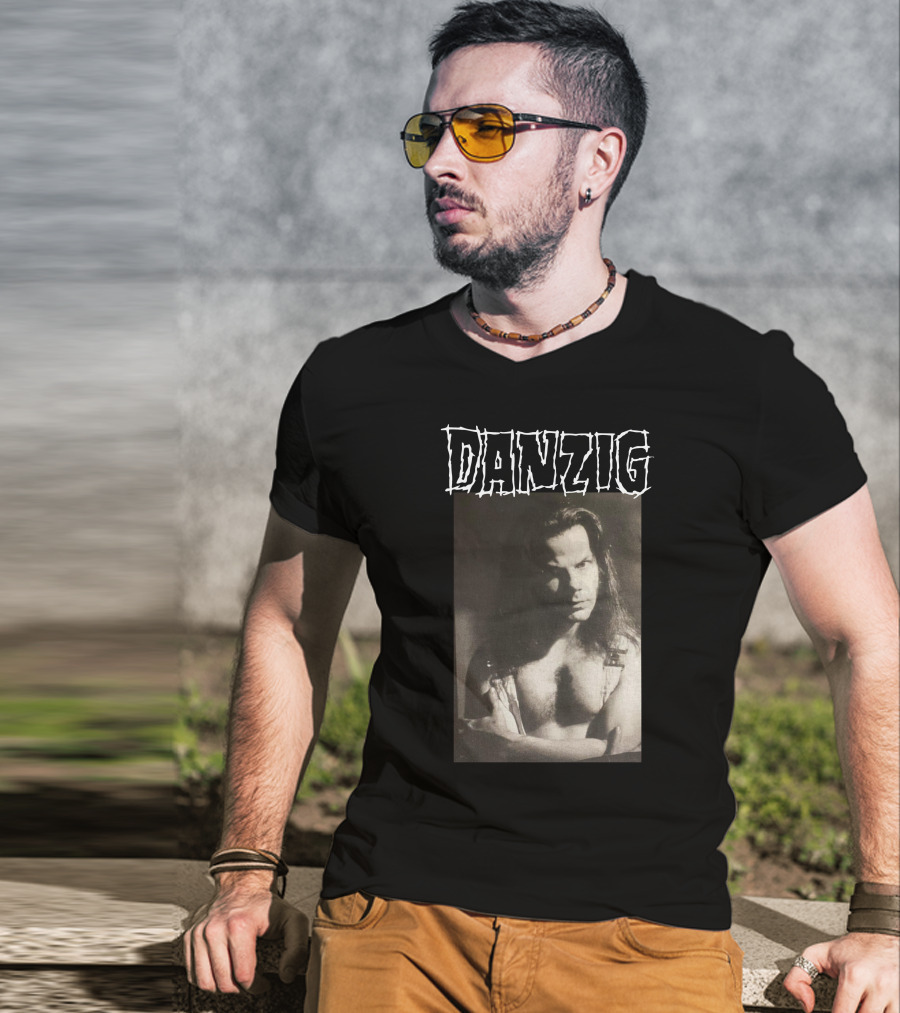 Danzig Glenn Danzig Evil Muscular Black And White Photo T-Shirt
