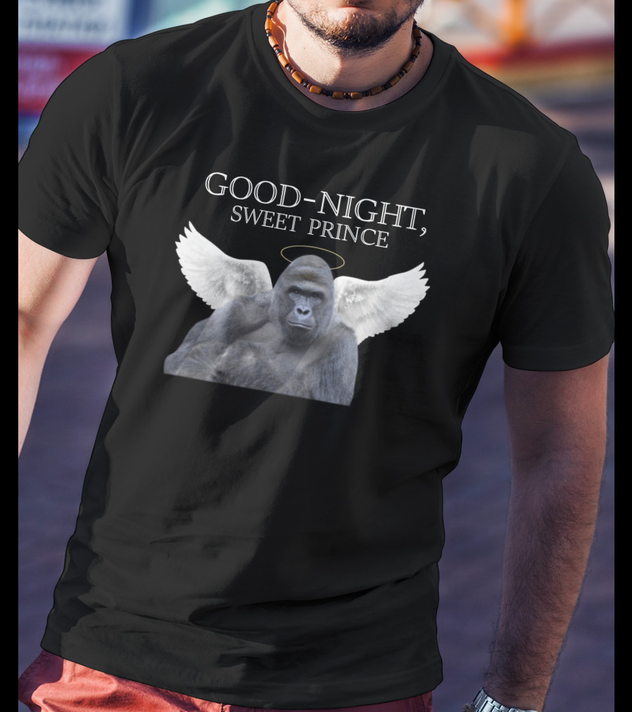Good Night Sweet Prince Winged Gorilla Halo Memorial T-Shirt
