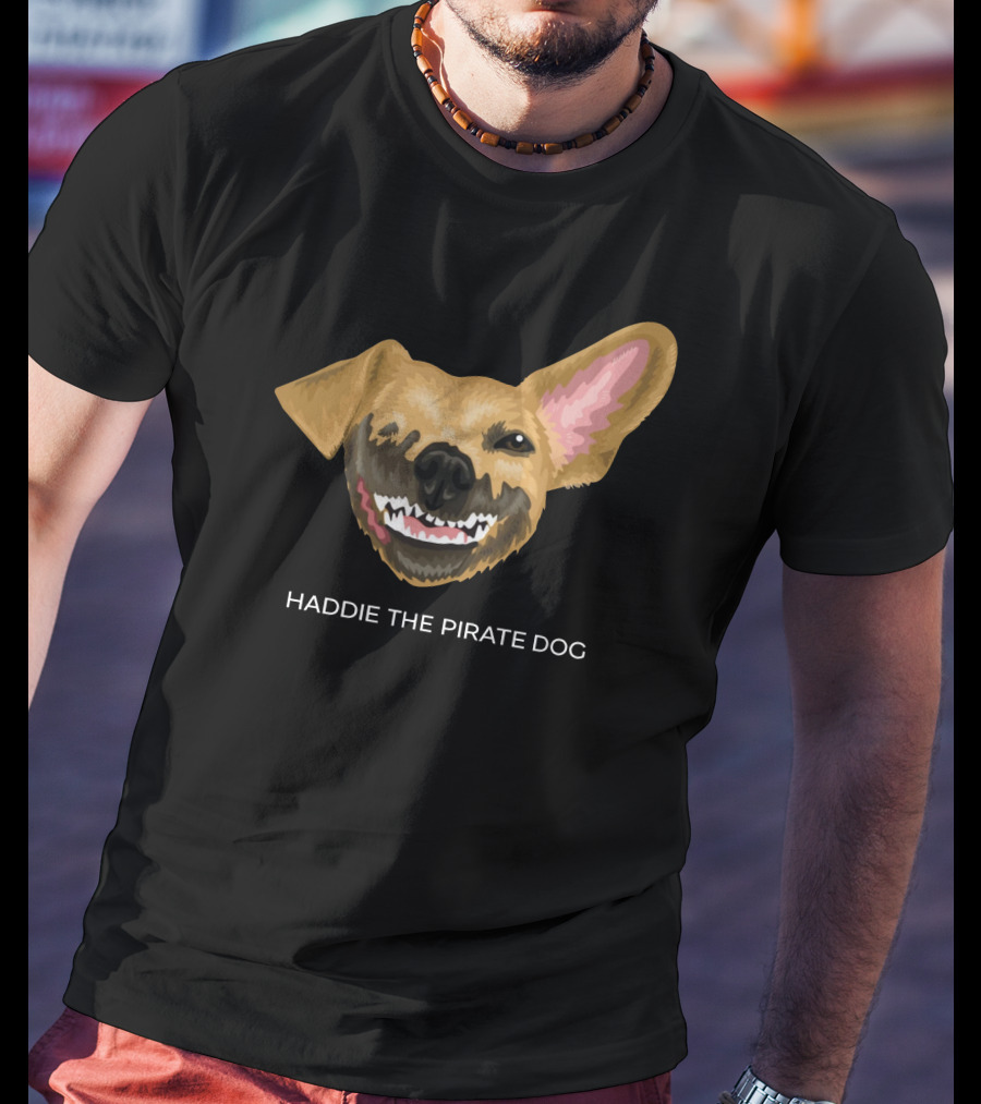 Haddie The Pirate Dog Mischievous Canine With Eye Patch And Toothsome Grin T-Shirt