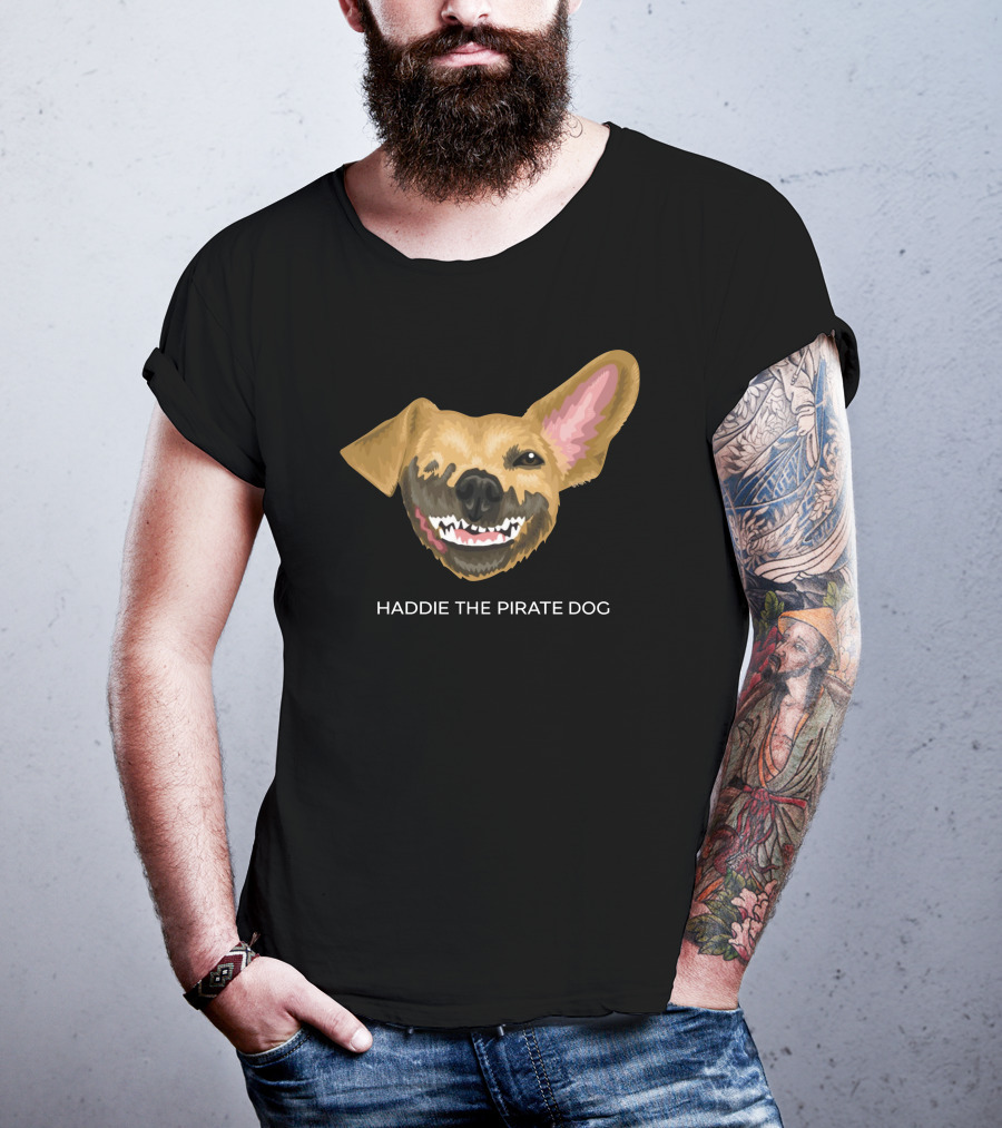 Haddie The Pirate Dog Mischievous Canine With Eye Patch And Toothsome Grin T-Shirt