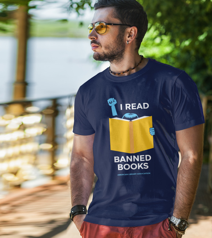 I Read Banned Books Yellow Book Fist American Library Association T-Shirt
