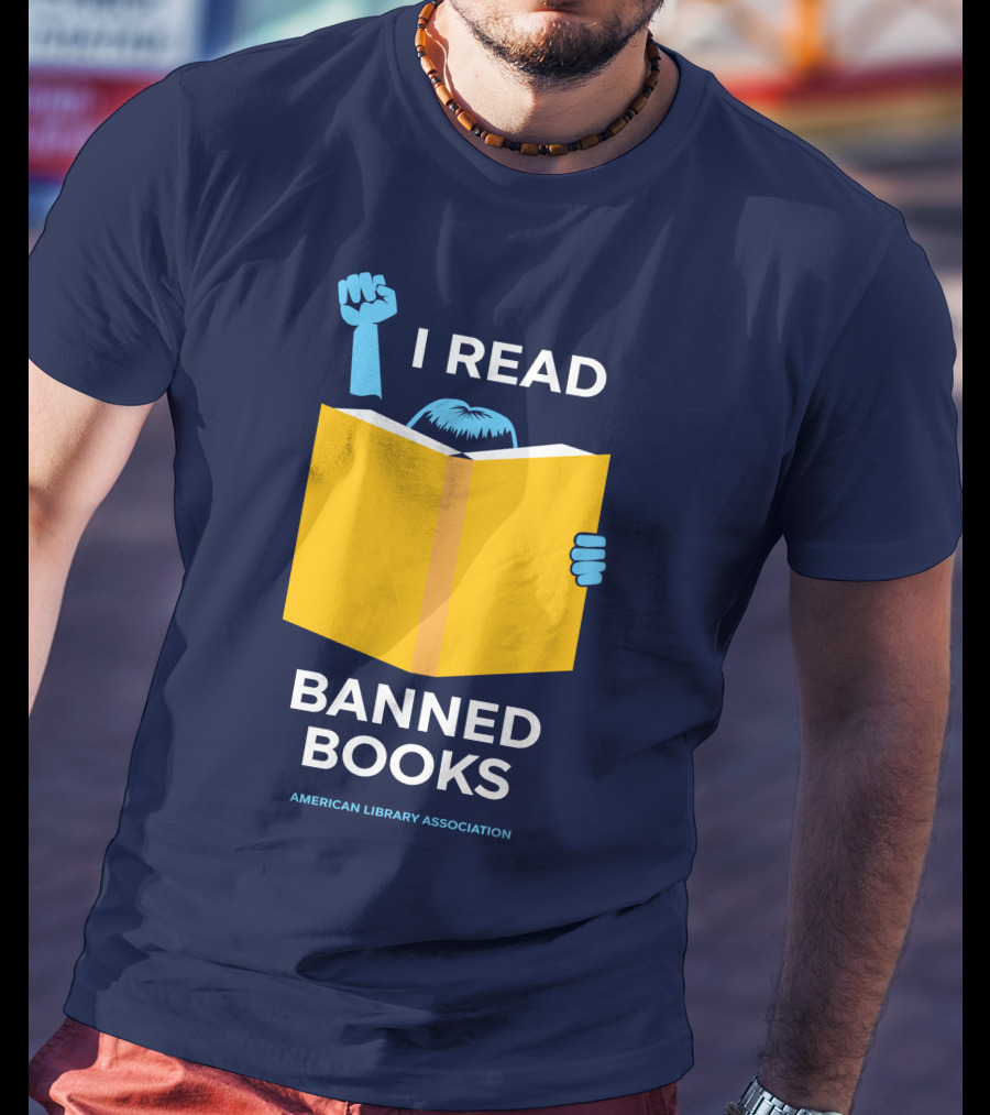 I Read Banned Books Yellow Book Fist American Library Association T-Shirt