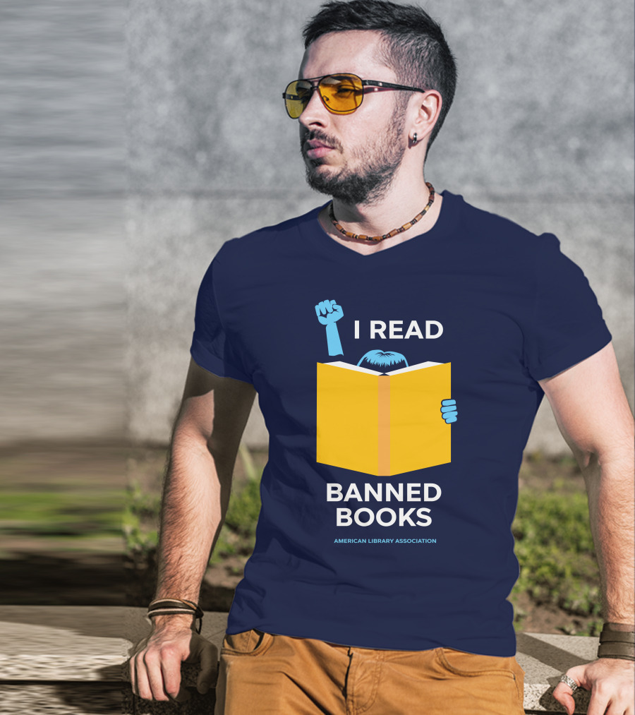 I Read Banned Books Yellow Book Fist American Library Association T-Shirt