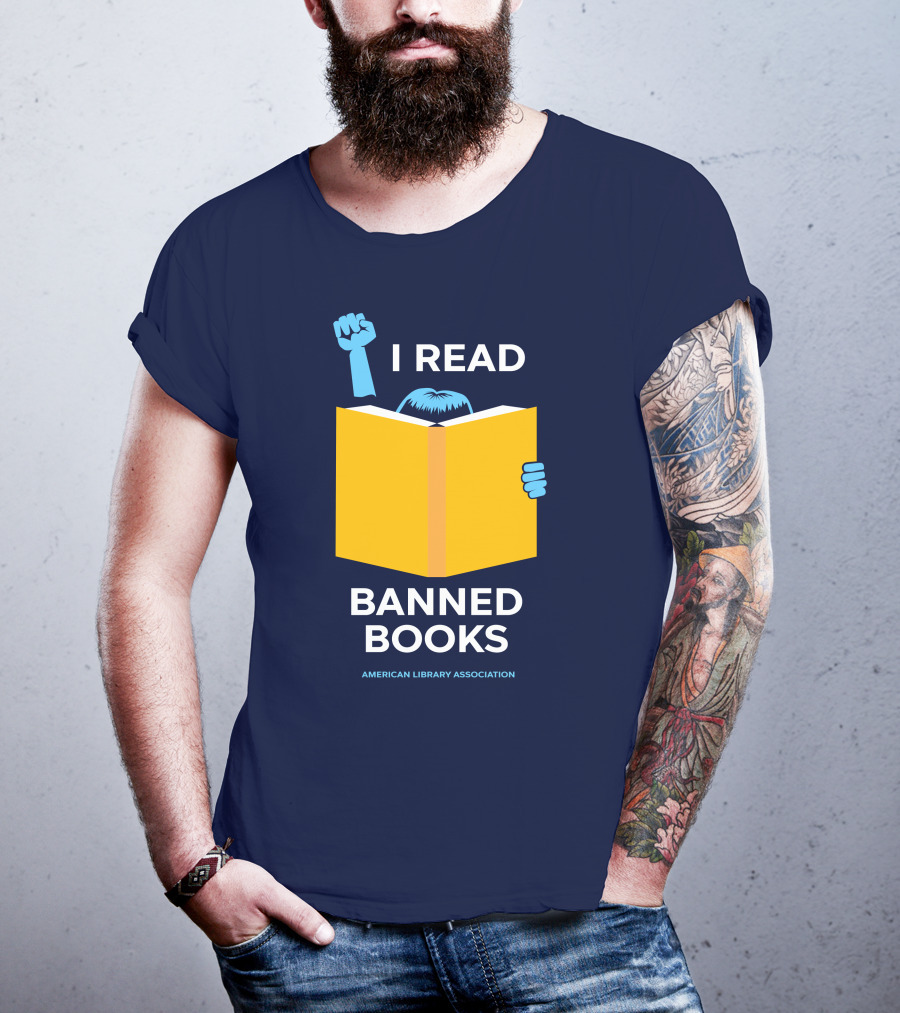 I Read Banned Books Yellow Book Fist American Library Association T-Shirt