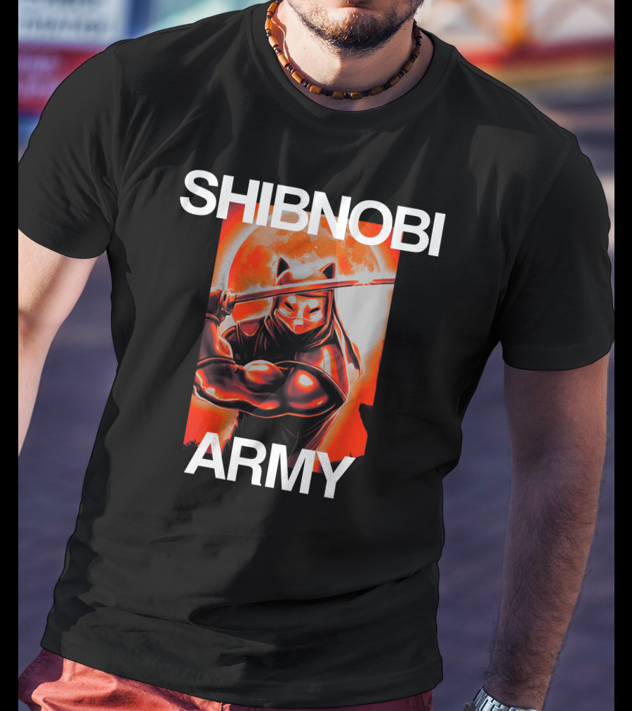 Shibnobi Army Shib Nobi Warrior Ninja Cat Moon T-Shirt