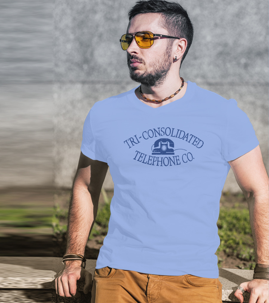 Tri-Consolidated Telephone CO Vintage Logo With Retro Telephone Image T-Shirt