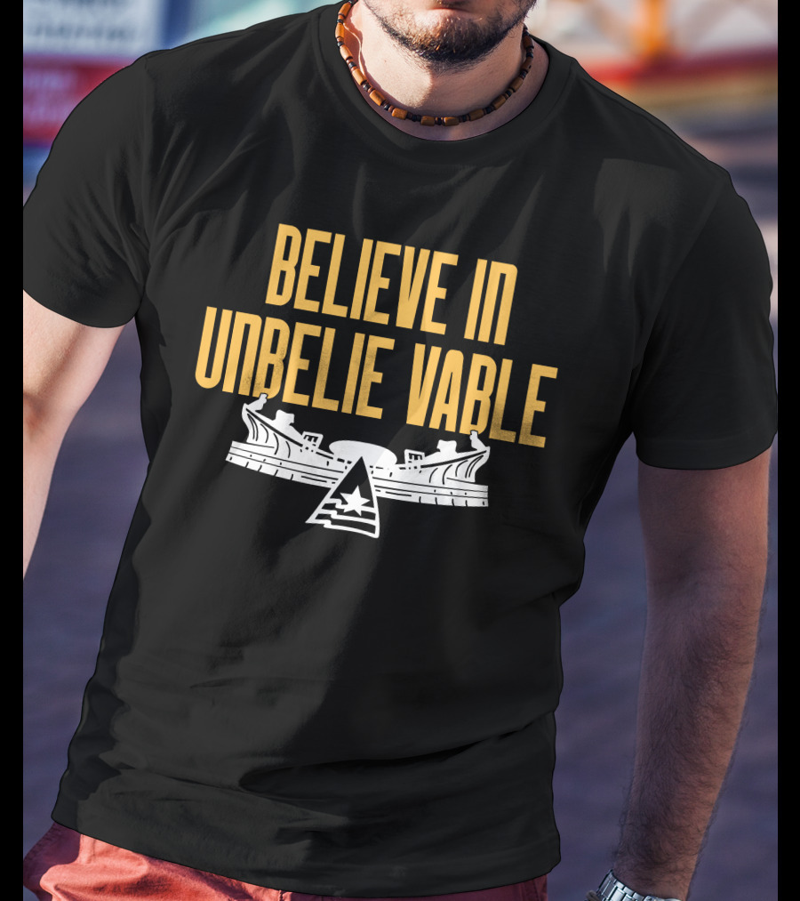 BELIEVE IN UNBELIE VABLE Ship Star Emblem T-Shirt