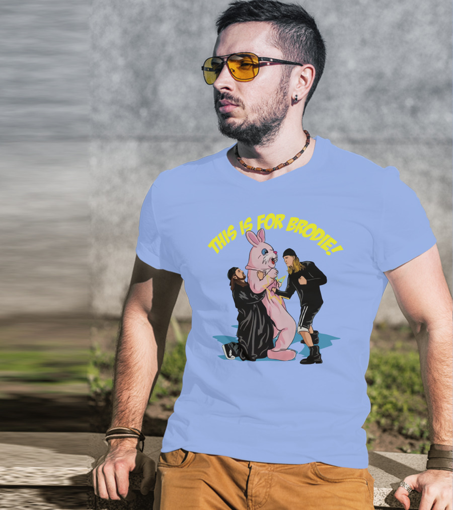 Kevin Smith This Is For Brodie Jay And Silent Bob Pink Bunny Drawing T-Shirt