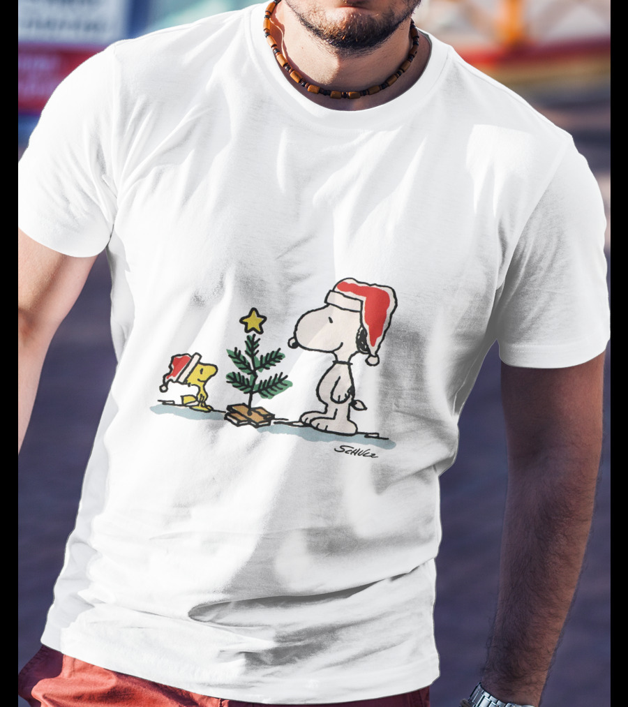 Snoopy Woodstock Christmas Tree Santa Hats T-Shirt