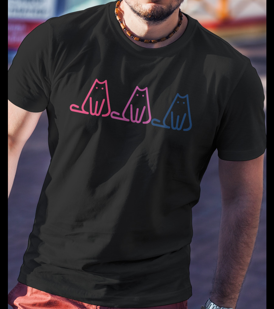 Cahlaflour Rainbow Cat Trio Pink Purple Blue T-Shirt