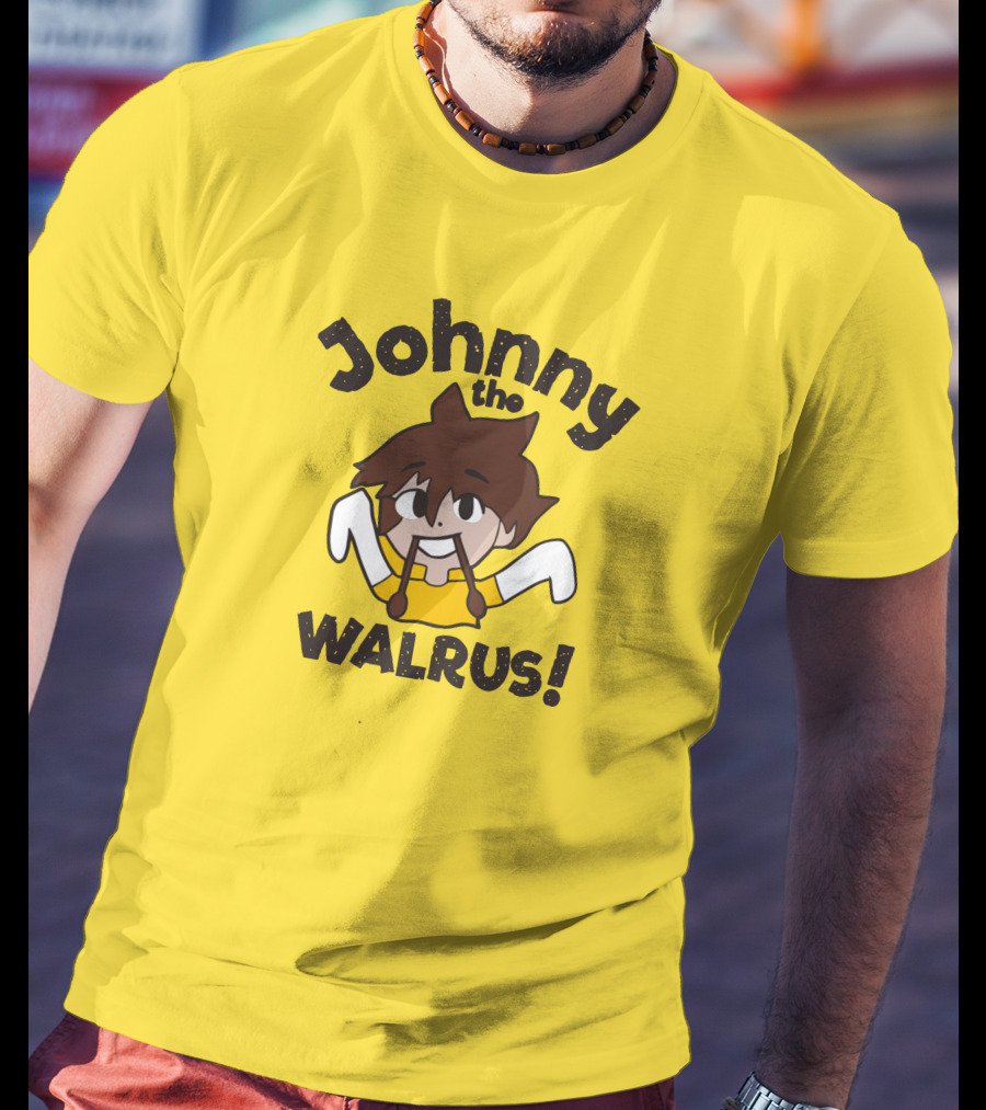 Johnny The Walrus Daily Wire Cartoon Character Yellow Background T-Shirt